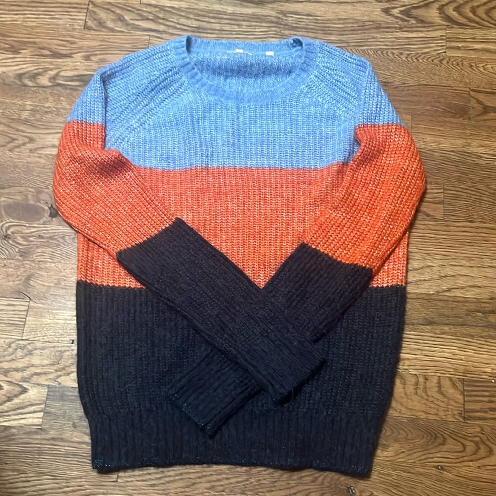 Fat Face Blue, Orange, and Black Sweater